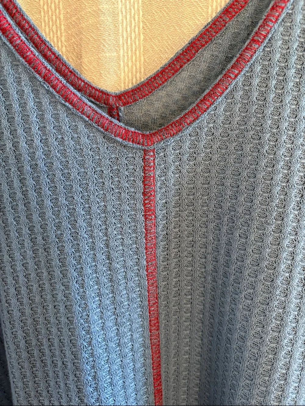 Natural Life Ava Cover Up Blue Knit Swing Tank with Red Contrast Stitching Sz M - Picture 3 of 8